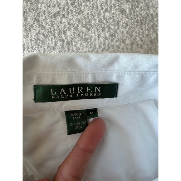 Lauren Ralph Lauren Women's White Button Down Shirt RL Logo French Cuff Size M - Picture 10 of 11